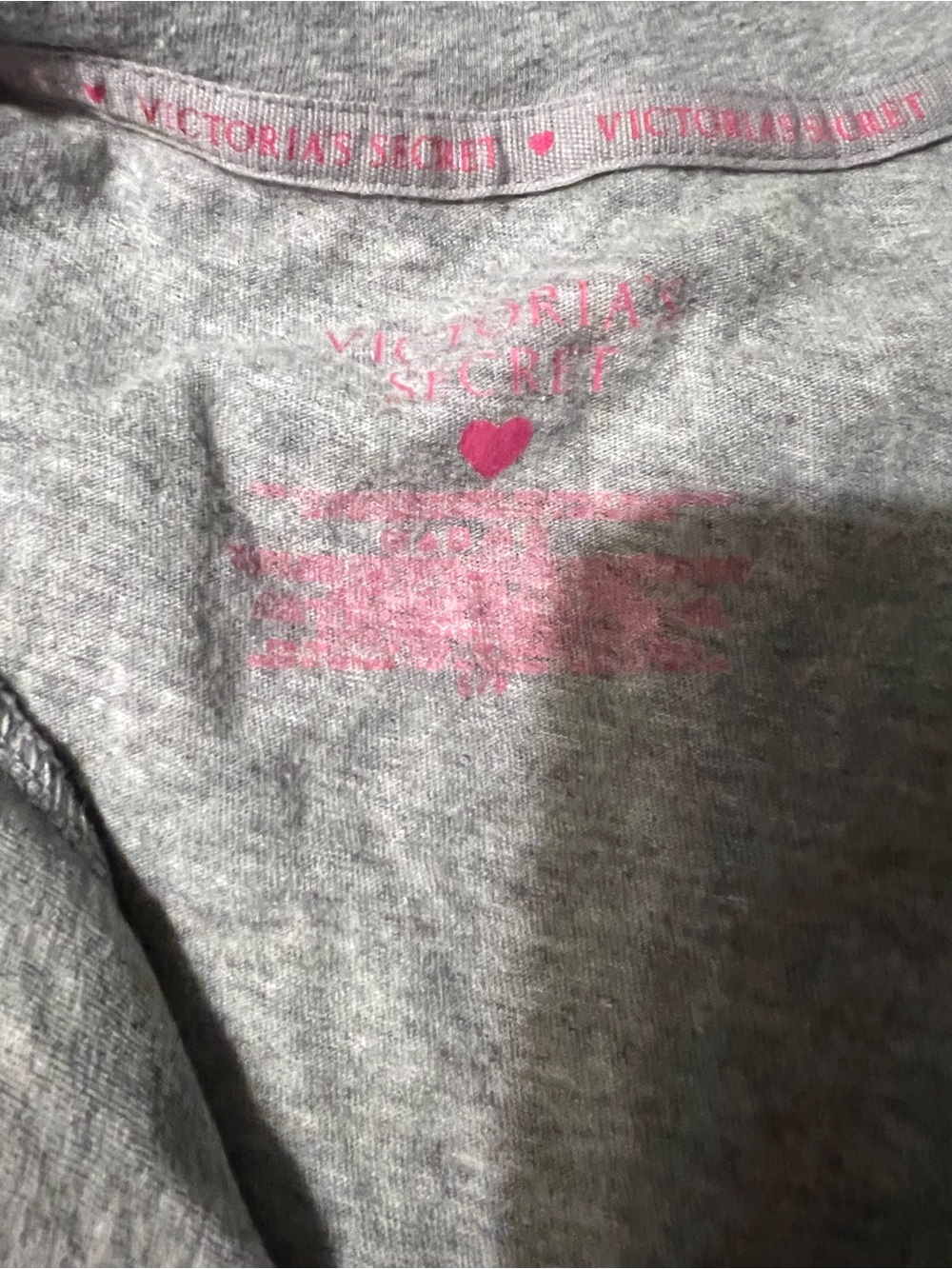 Victoria's Secret Gray Pajama Set with Pink Trim - Picture 6 of 6